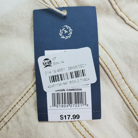 CC - Universal Thread Vintage Midi Shorts Women 14 Tan Off White High Rise NWT - Picture 4 of 11
